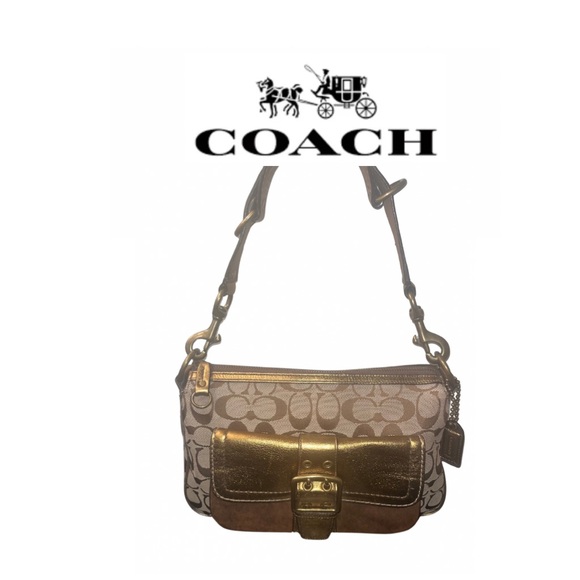 Coach Legacy Vintage Gold Suede & Leather Bag